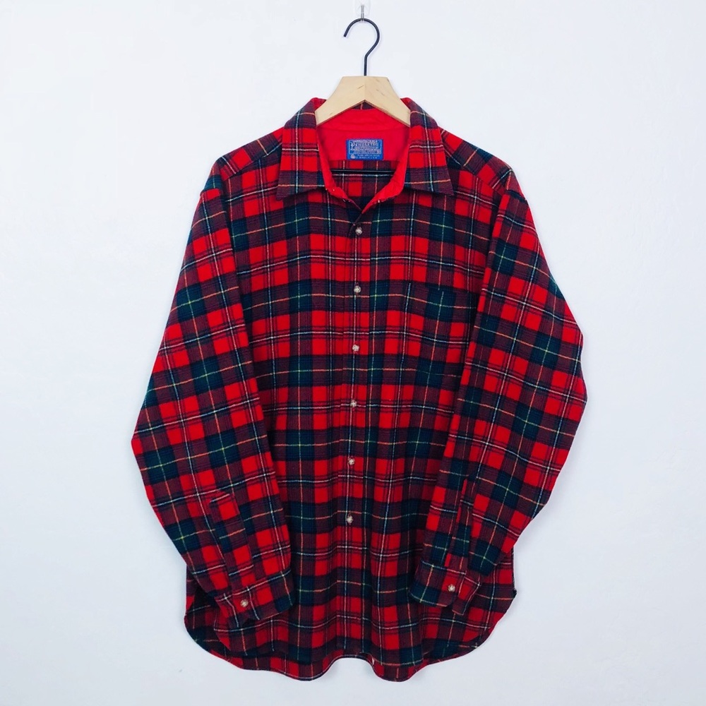 Vintage Pendleton Wool Flannel Plaid Button-Up